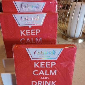 Beverage Napkins. CakeWalk. Red & White | 20 Count Pack